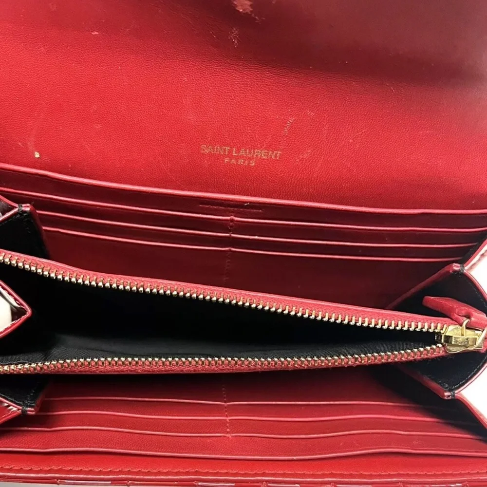 Yves Saint Laurent Red Quilted Vicky Organizer Wallet - Picture 8 of 10